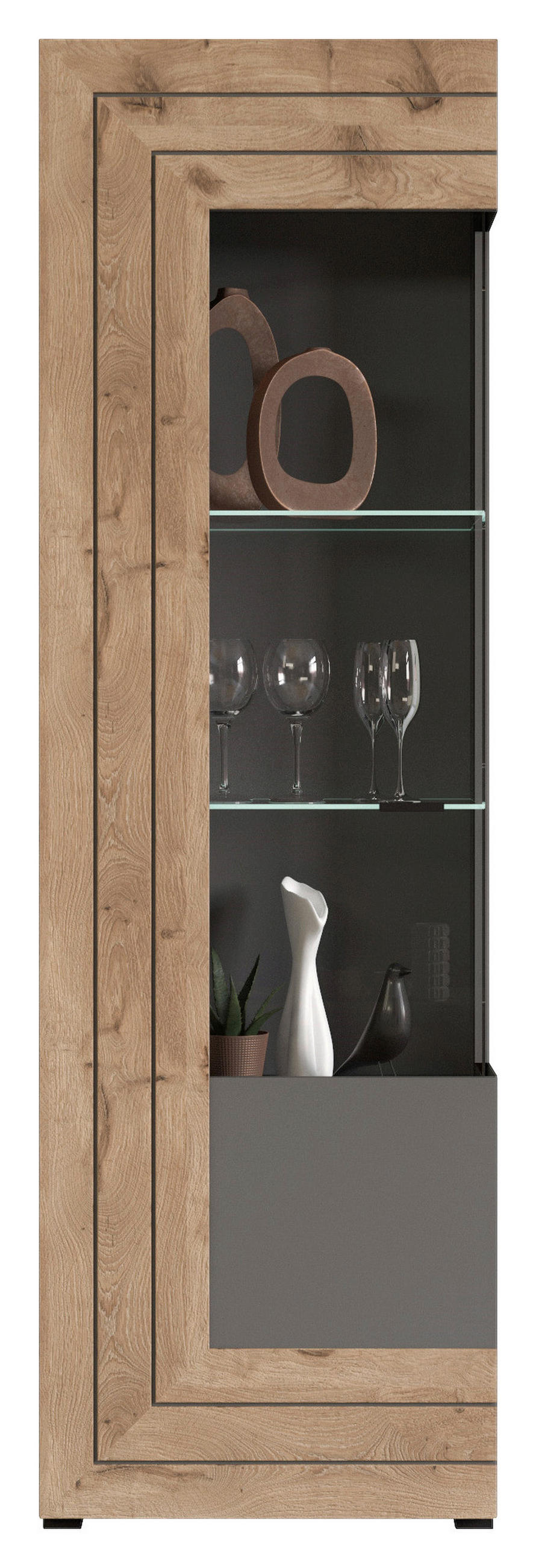 WOHNWAND 4-teilig  in  350/195/40 cm  - KONVENTIONELL, Glas/Holzwerkstoff (350/195/40cm) - MID.YOU