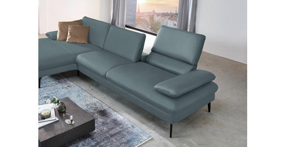 ECKSOFA in Echtleder Grau 157/325 cm - Schwarz/Grau, Design, Leder/Metall (157/325cm) - Dieter Knoll