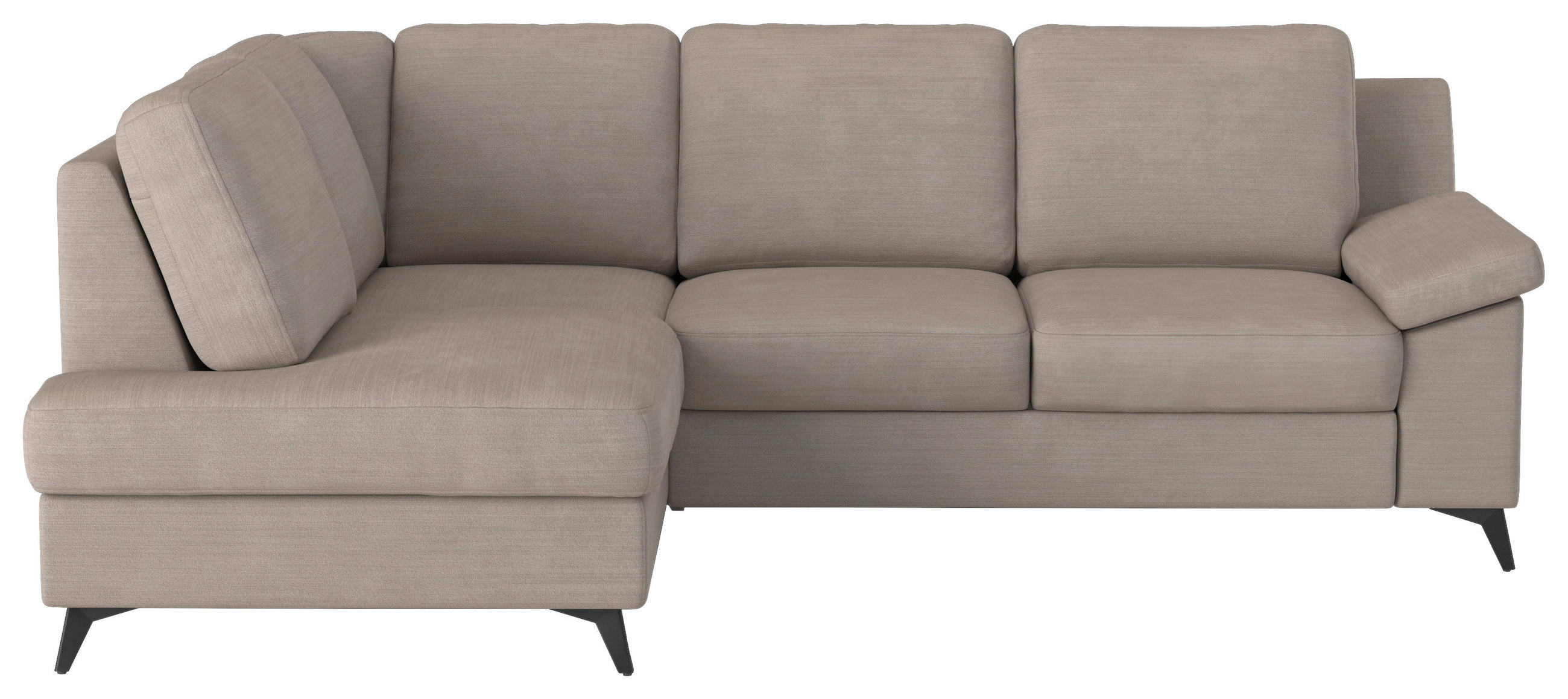 ECKSOFA Beige Flachgewebe Bettkasten, Schlaffunktion, Rücken echt, Stauraum  - Beige/Schwarz, KONVENTIONELL, Textil/Metall (170/242cm) - Cotta