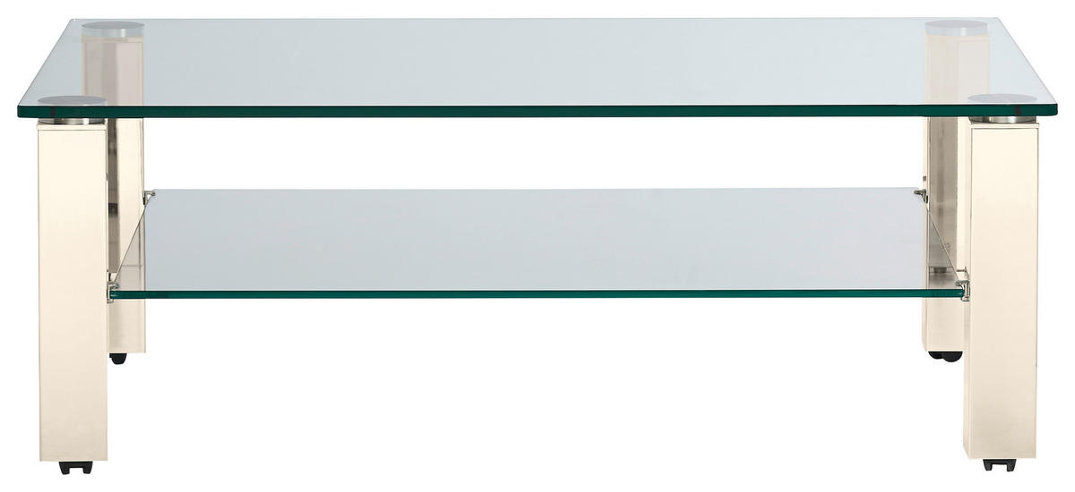 COUCHTISCH Metall, Glas 110/70/42,5 cm  - Weiss/Creme, Design, Glas/Kunststoff (110/70/42,5cm)