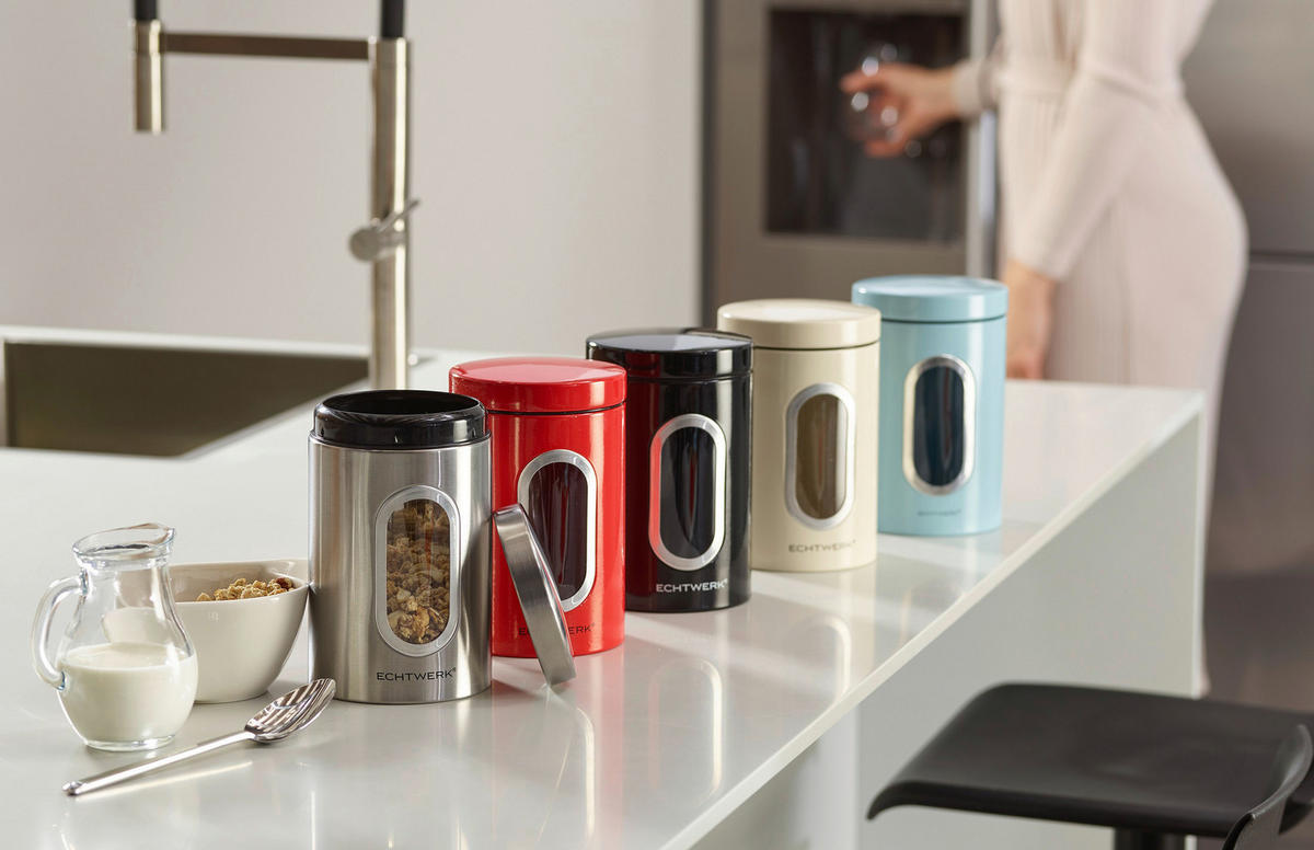 FÖRVARINGSBURK 1,4 l  - cremefärgad, Modern, metall (12/18/12cm) - Echtwerk