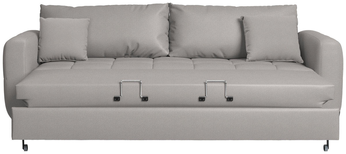 SCHLAFSOFA Webstoff Greige Stoffauswahl, Bettfunktion erhältlich, Rücken echt, Armteil links, Armteil rechts  - Greige/Schwarz, Design, Holz/Textil (236/88/101cm) - Lomoco