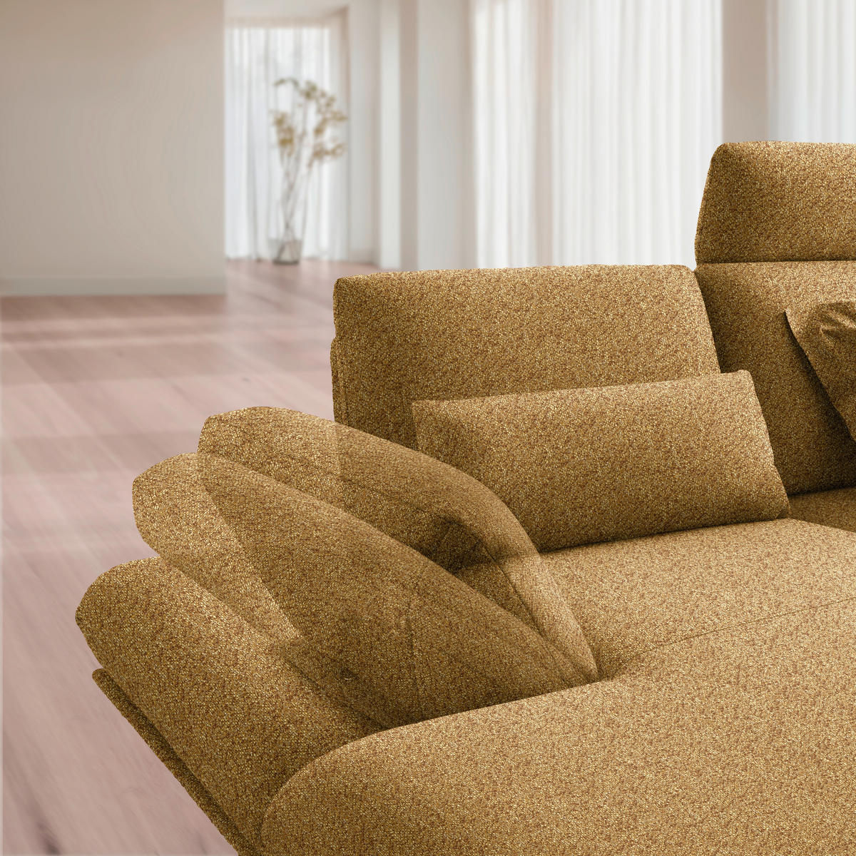 ECKSOFA  in Flachgewebe Currygelb  155/234 cm  - Currygelb/Schwarz, Design, Textil/Metall (155/234cm) - Dieter Knoll