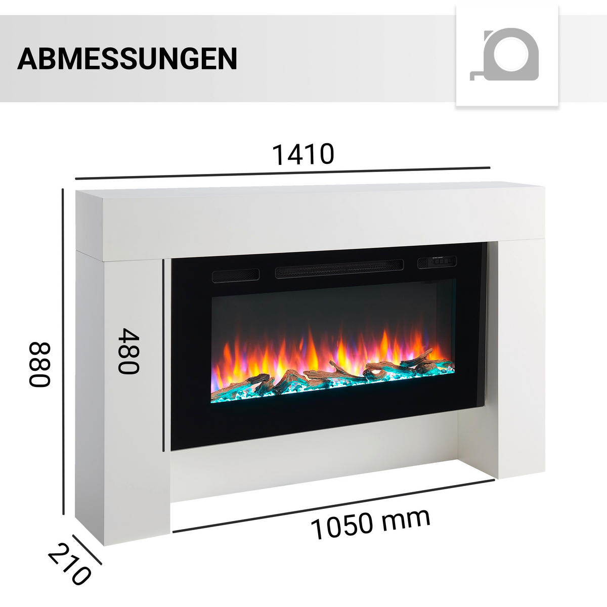 ELEKTROKAMIN - Weiß, Basics, Holzwerkstoff/Metall (156/33/34cm)