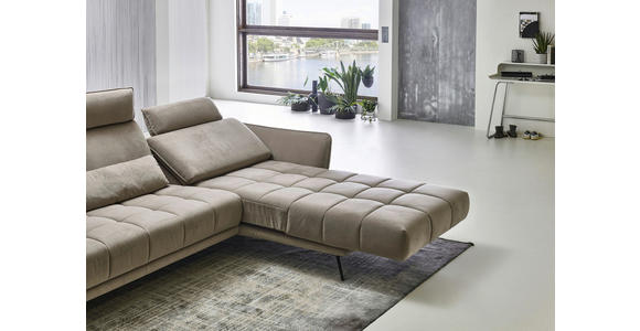 ECKSOFA in Mikrofaser Hellbraun  - Hellbraun/Schwarz, KONVENTIONELL, Textil/Metall (285/178cm) - Carryhome