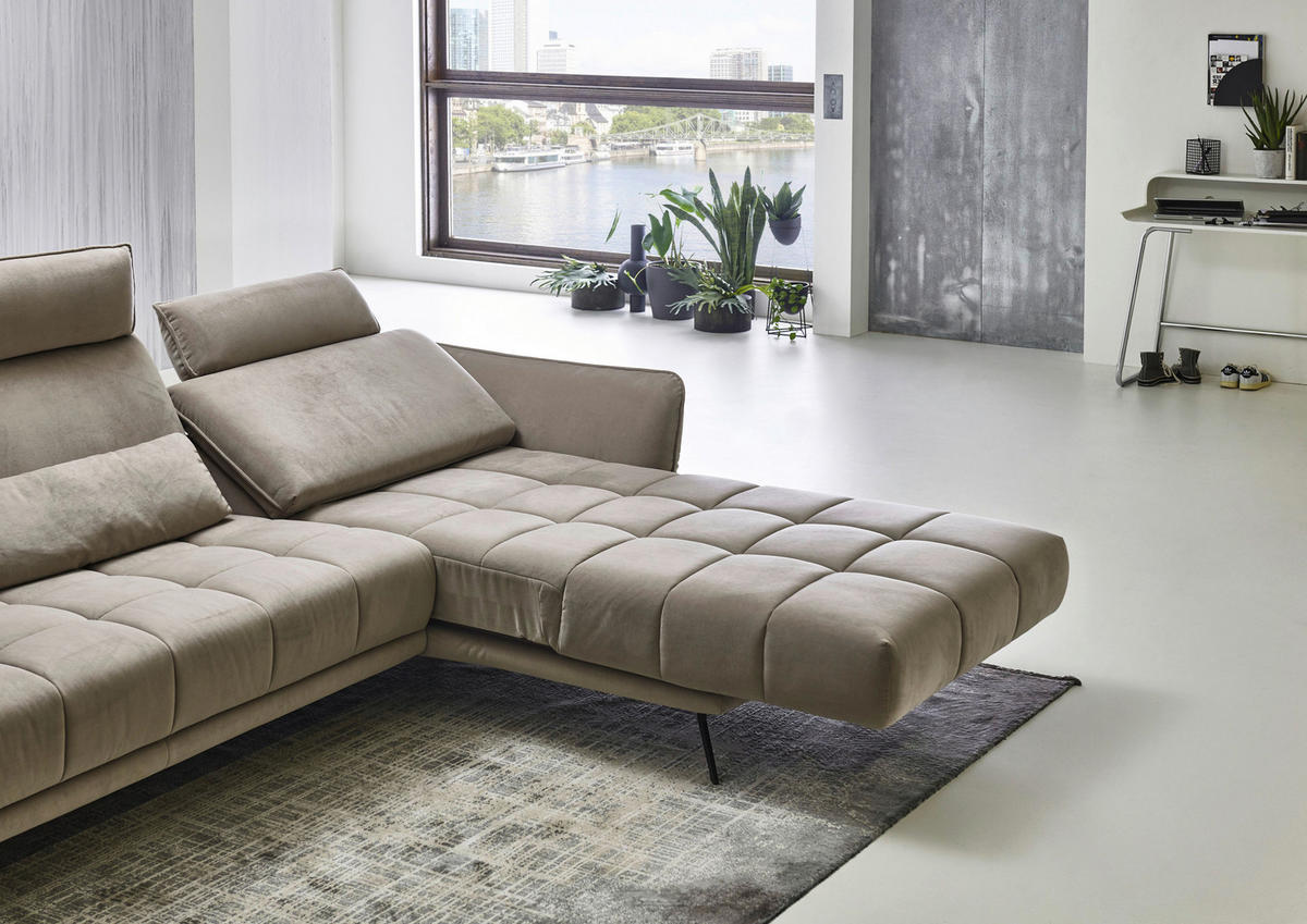 ECKSOFA in Mikrofaser Hellbraun  - Hellbraun/Schwarz, Konventionell, Textil/Metall (285/178cm) - Carryhome