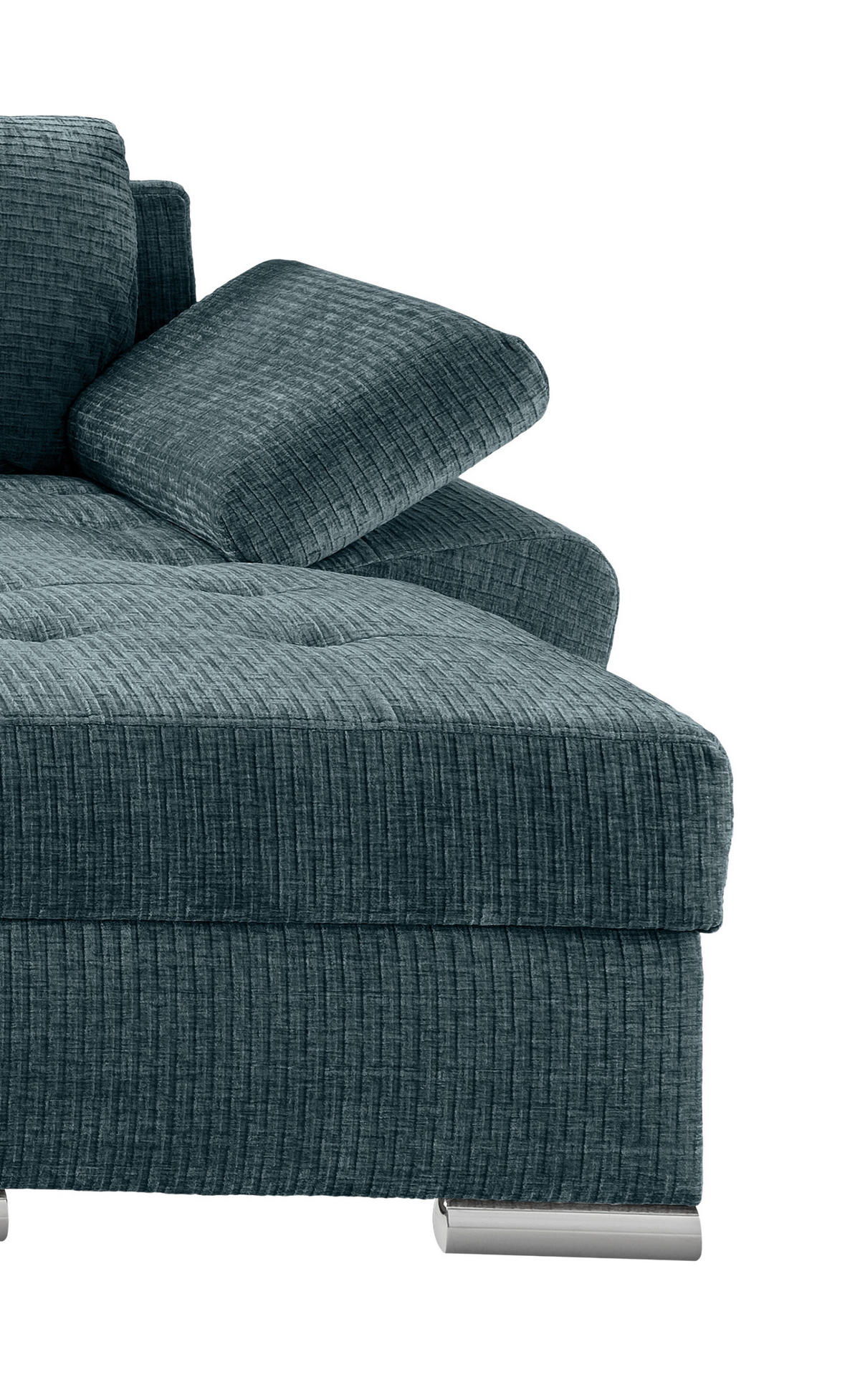 Wohnlandschaft Blau Mikrofaser  - Chromfarben/Blau, KONVENTIONELL, Textil (219/305/157cm) - Livetastic