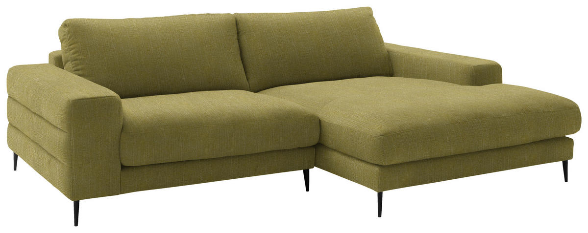 ECKSOFA in Flachgewebe Hellgrün  253/177 cm  - Schwarz/Hellgrün, Design, Textil/Metall (253/177cm) - Dieter Knoll