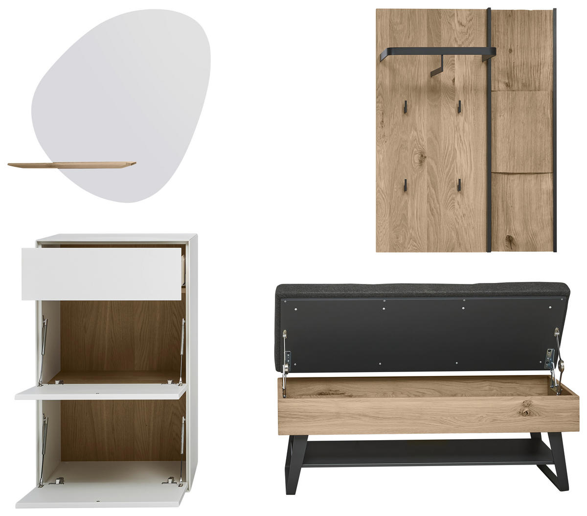 GARDEROBE  in 147/196/39 cm  - Eichefarben/Anthrazit, Design, Glas/Holz (147/196/39cm) - Johann Jakob