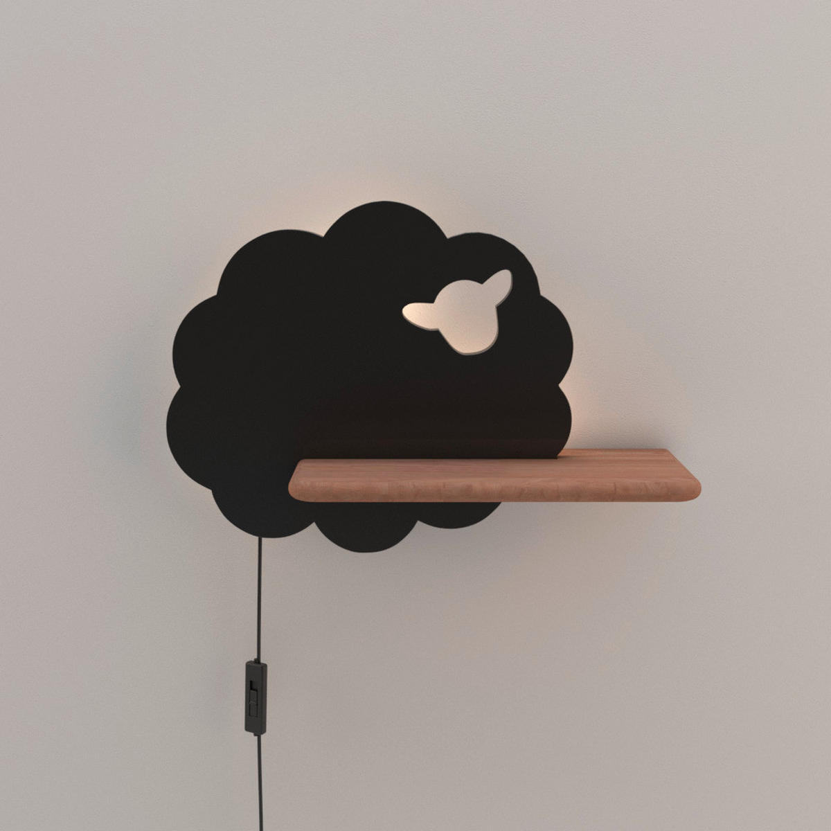 KINDERWANDLEUCHTE 36/12/24 cm   - Schwarz, Basics, Holz/Holzwerkstoff (36/12/24cm)