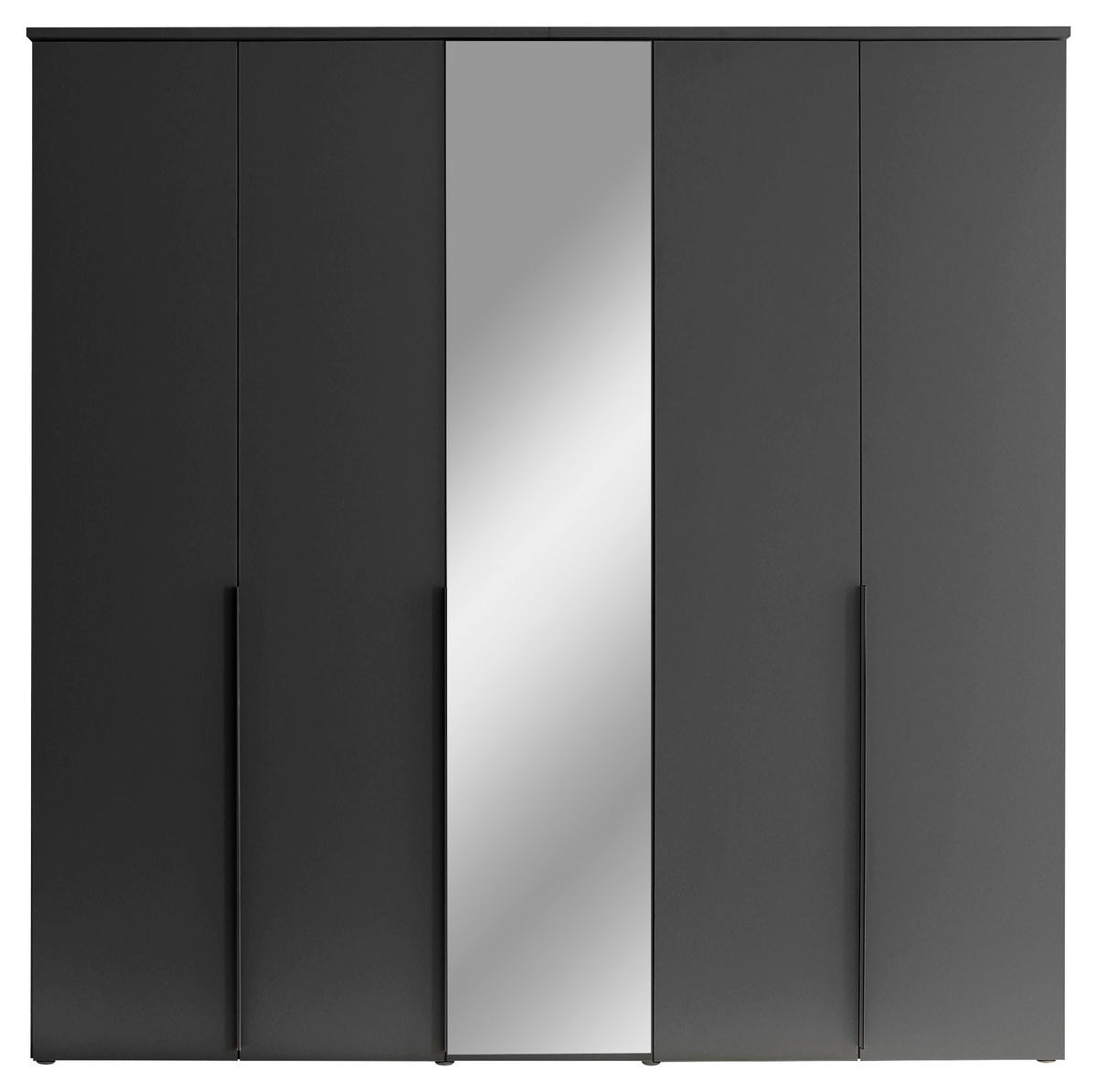 DREHTÜRENSCHRANK 225/225/52 cm 5-türig Graphitfarben  - Graphitfarben/Schwarz, MODERN, Glas/Holzwerkstoff (225/225/52cm) - MID.YOU