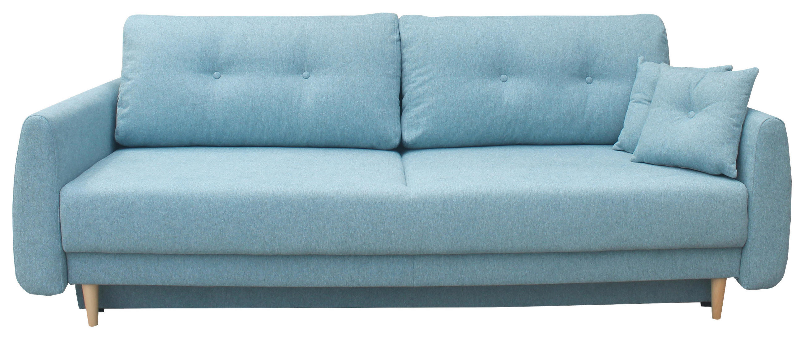 SCHLAFSOFA Webstoff Blau  - Blau/Buchefarben, KONVENTIONELL, Holz/Textil (220/90/95cm) - Carryhome