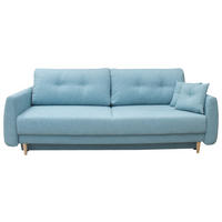 SCHLAFSOFA Webstoff Blau  - Blau/Buchefarben, KONVENTIONELL, Holz/Textil (220/90/95cm) - Carryhome