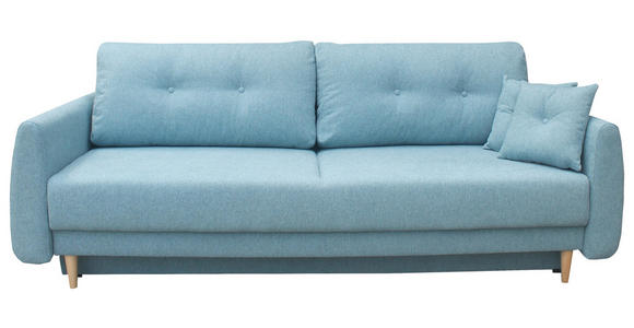 SCHLAFSOFA Webstoff Blau  - Blau/Buchefarben, KONVENTIONELL, Holz/Textil (220/90/95cm) - Carryhome