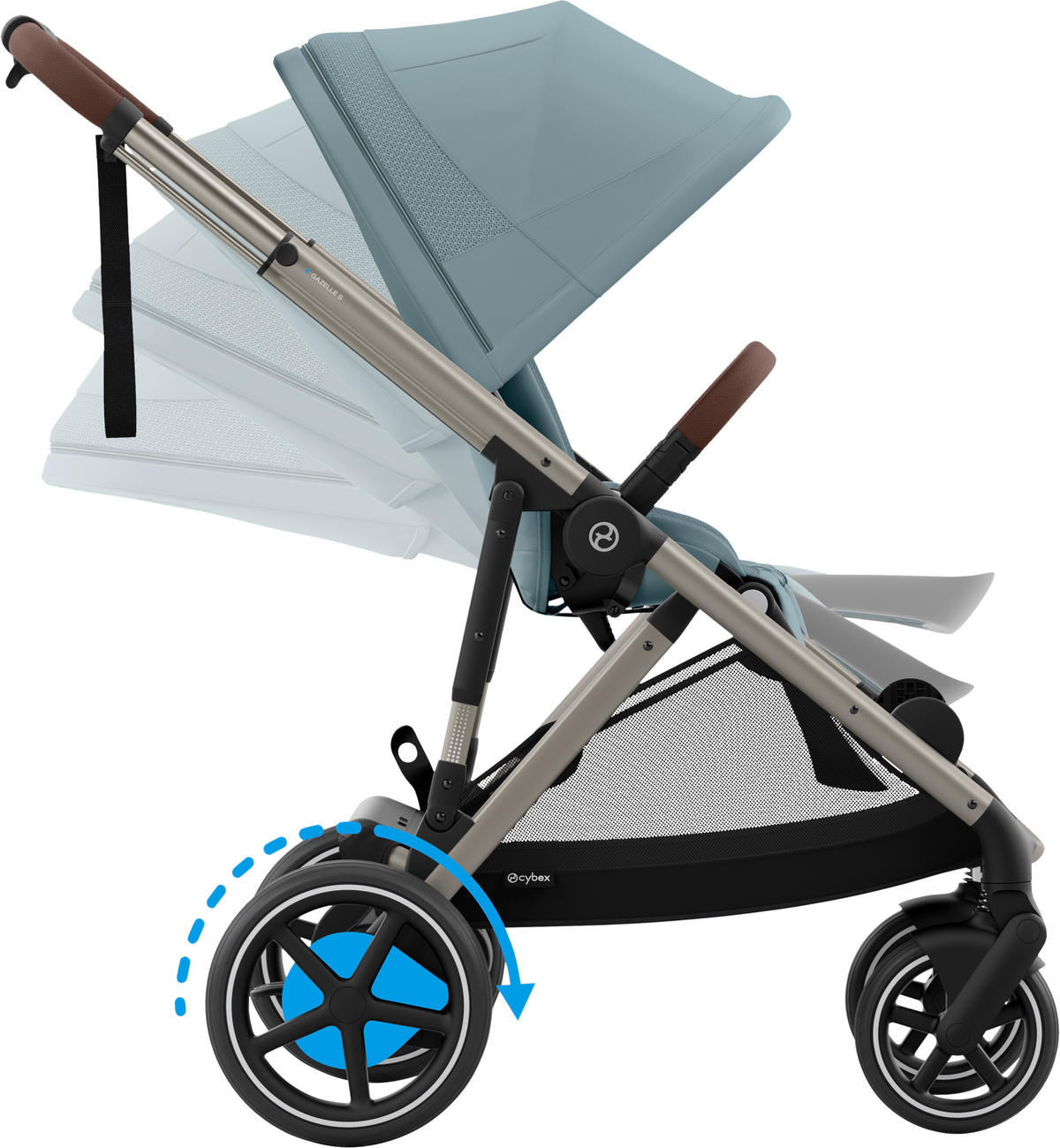 KINDERWAGEN E-GAZELLE S  - Taupe/Hellblau, Basics, Kunststoff/Metall (94.5/66/100cm) - Cybex