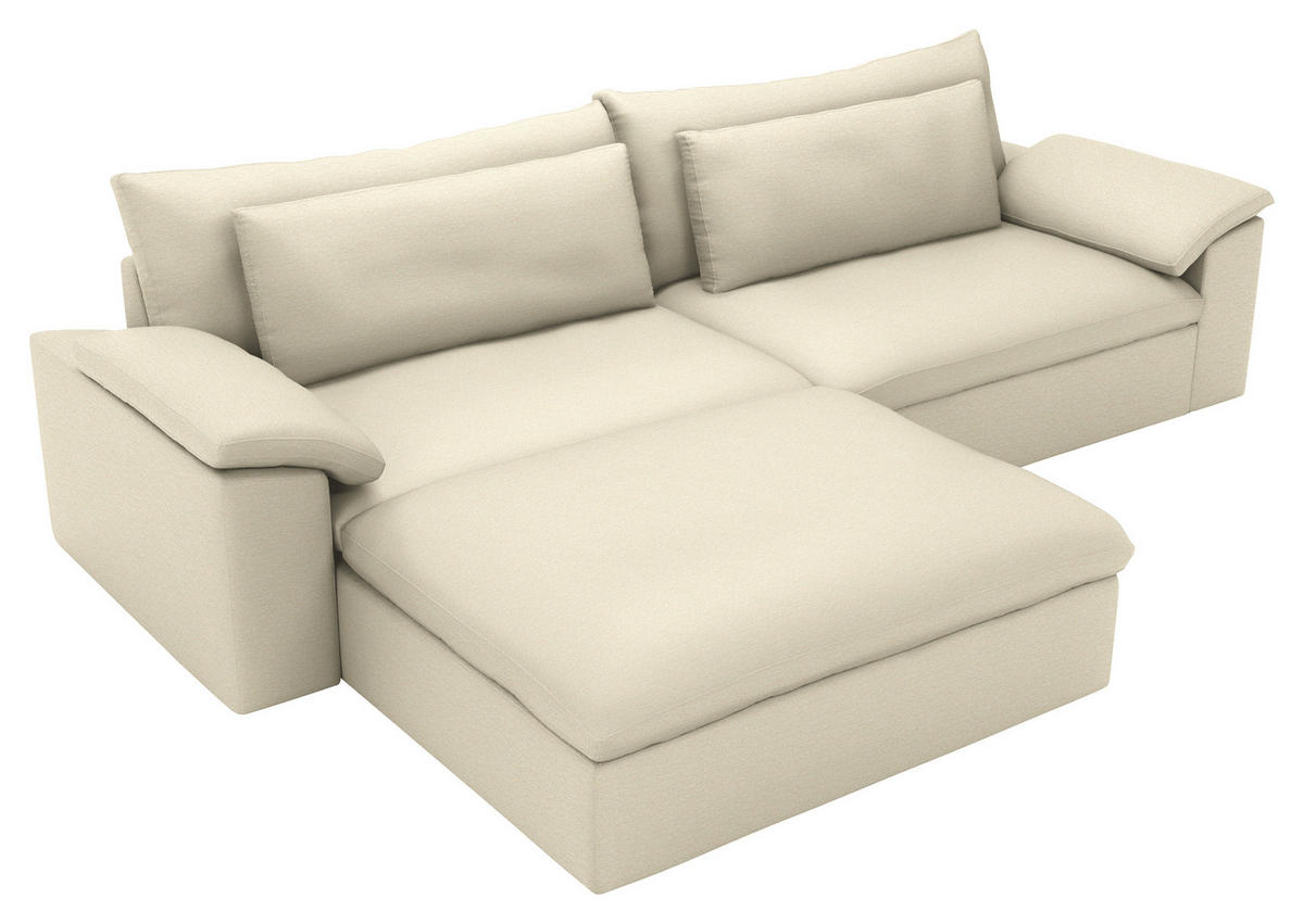 ECKSOFA  Chenille Naturfarben  - Schwarz/Naturfarben, Modern, Kunststoff/Textil (198/306cm) - Carryhome