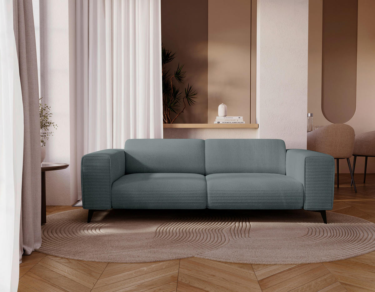 2-SITZER-SOFA Cord Graphitfarben  - Schwarz/Graphitfarben, KONVENTIONELL, Textil/Metall (207/75/104cm) - Carryhome