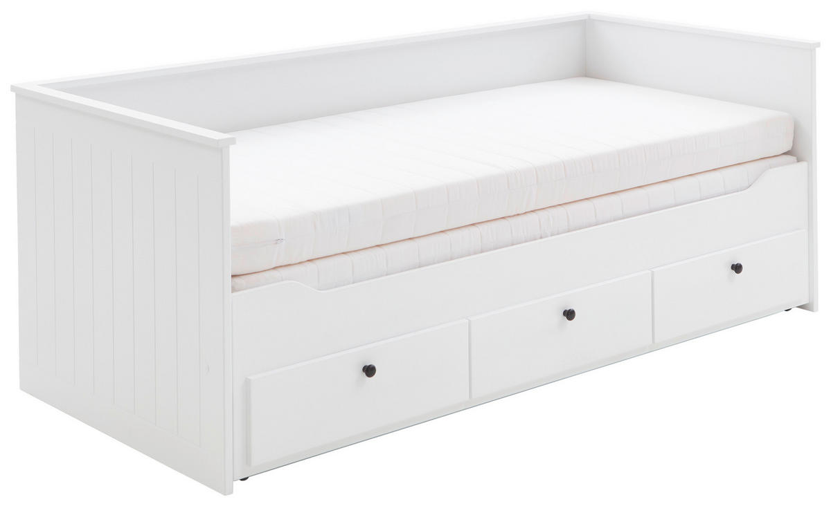 AUSZIEHBETT 90-180/200 cm  in Weiß  - Weiß, KONVENTIONELL, Holz/Holzwerkstoff (90-180/200cm) - Boxxx