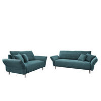 SITZGARNITUR in Cord Petrol  - Petrol/Schwarz, Design, Textil/Metall (1/1/1cm) - Livetastic