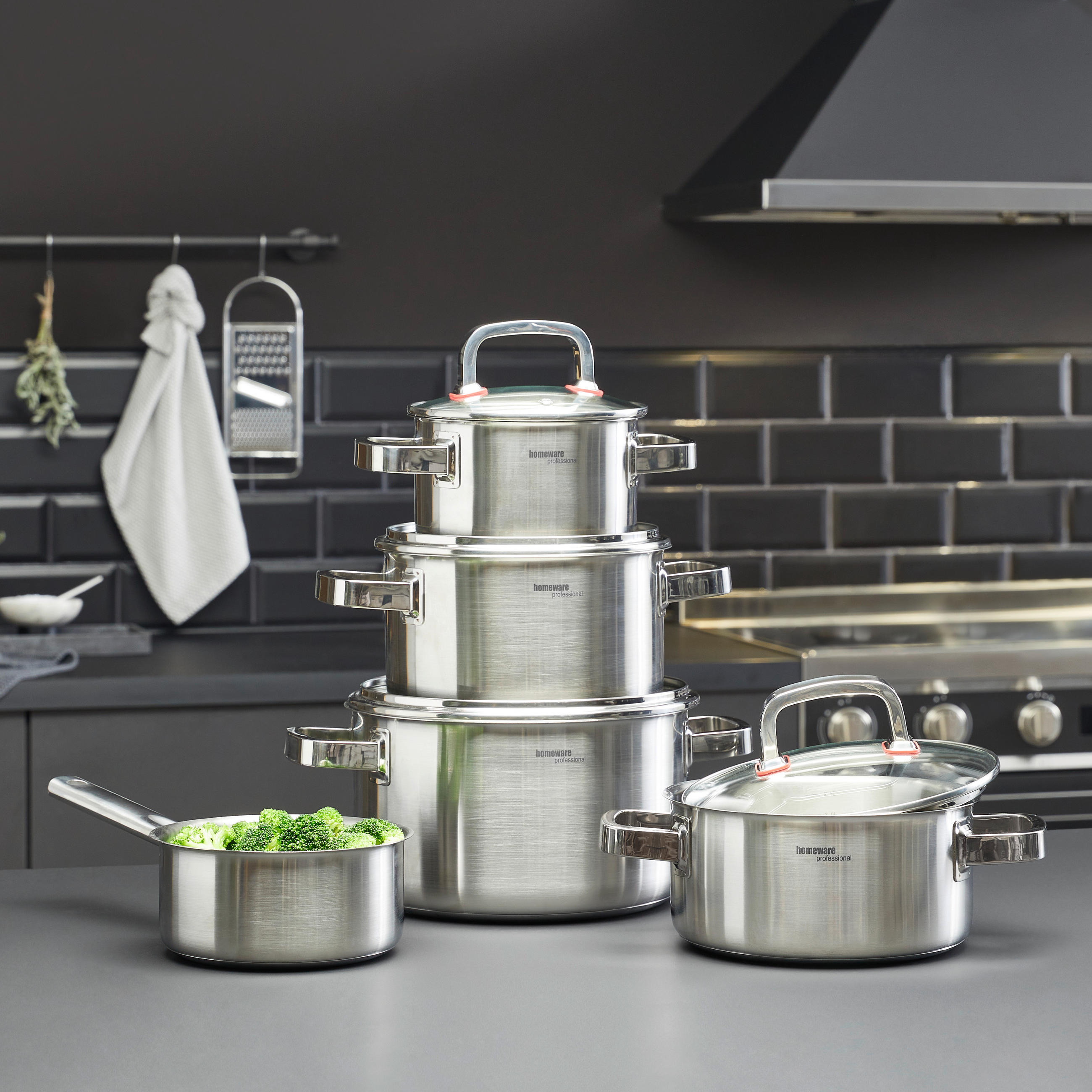 SET POSOD Cucina Perfetta kovina - barve nerjavečega jekla/prozorno, Design, kovina/steklo - Homeware Profession.