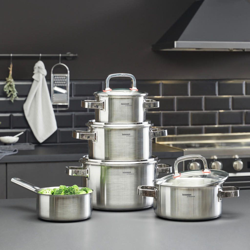 Thumbnail - Homeware Profession. Kochtopfset Cucina Perfetta, Edelstahl, Metall, 5-teilig, 16 cm,20 cm,16 cm, 1,5 L,3 L,5,5 L,2,5 L,...