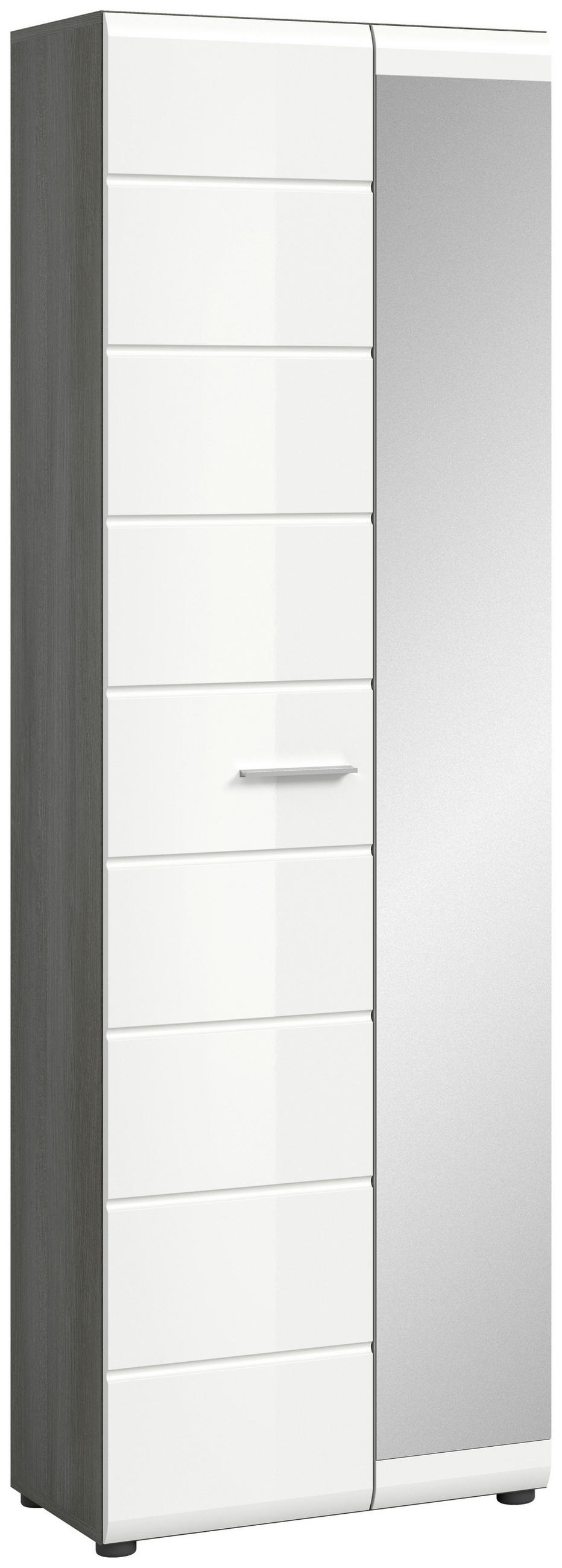 GARDEROBENSCHRANK in 60/192/37 cm - Weiß Hochglanz/Silberfarben, Design, Holzwerkstoff/Kunststoff (60/192/37cm) - MID.YOU