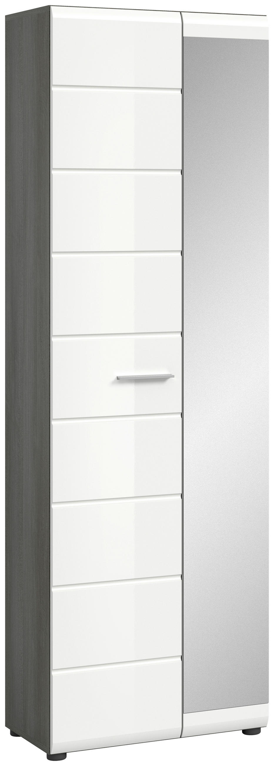 SKŘÍŇ NA ODĚV, vysoce lesklá bílá, 60/192/37 cm - barvy stříbra/vysoce lesklá bílá, Design, kompozitní dřevo/plast (60/192/37cm) - MID.YOU
