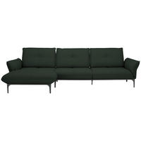 ECKSOFA in Echtleder Dunkelgrün  - Dunkelgrün/Schwarz, Design, Leder/Metall (182/325cm) - Valnatura