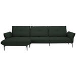 ECKSOFA in Echtleder Dunkelgrün  - Dunkelgrün/Schwarz, Design, Leder/Metall (182/325cm) - Valnatura