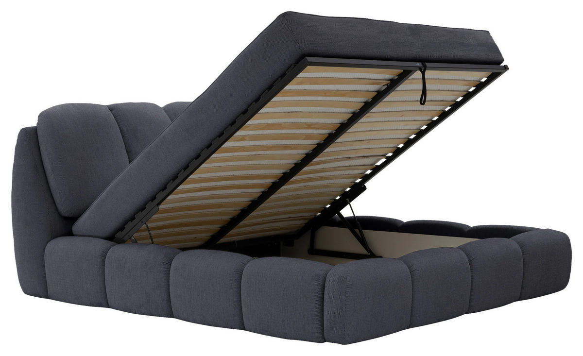 POLSTERBETT 180/200 cm,  in Anthrazit, gepolstertes Kopfteil, Lattenrost, Bettkasten,  - Anthrazit/Schwarz, Design, Holz/Kunststoff (180/200cm) - Chameo