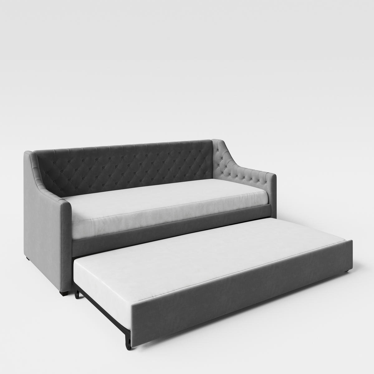 ZOFA S POSTELJNO FUNKCIJO,  antracit les, tekstil  - antracit, Trendi, tekstil/les (110/97/210cm) - MID.YOU