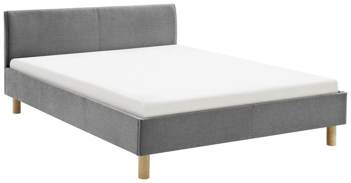 ČALOUNĚNÁ POSTEL, 120/200 cm světle šedá - barvy dubu/světle šedá, Design, dřevo/textil (120/200cm) - Livetastic