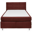 BOXSPRINGBETT 140/200 cm  in Rotbraun  - Rotbraun/Alufarben, KONVENTIONELL, Textil/Metall (140/200cm) - Dieter Knoll