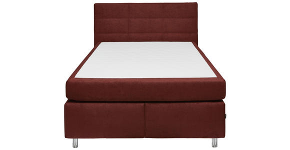 BOXSPRINGBETT 140/200 cm in Rotbraun - Rotbraun/Alufarben, KONVENTIONELL, Textil/Metall (140/200cm) - Dieter Knoll