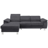 ECKSOFA 167/250 cm  in Webstoff Grau Bettkasten, Schlaffunktion, Rücken echt, Kopfteilverstellung  167/250 cm  - Silberfarben/Grau, Design, Textil/Metall (167/250cm) - Xora