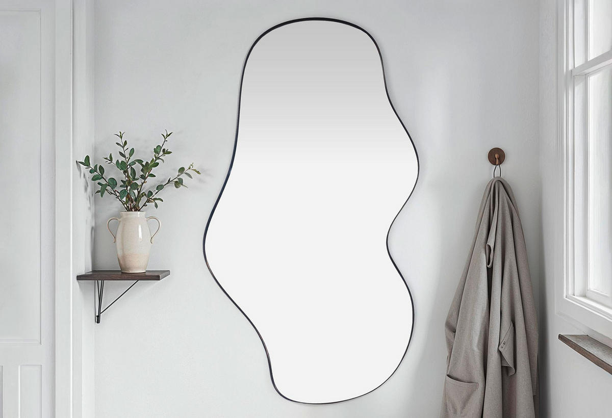 WANDSPIEGEL 60/110/2,5 cm    in Freiform  - Schwarz, MODERN, Glas/Holzwerkstoff (60/110/2,5cm) - MID.YOU