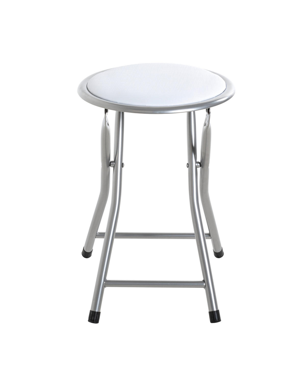 TABURET PLIABIL in textil alb, culoare aluminiu  - alb/culoare aluminiu, Design, metal/textil (30/45/30cm) - Carryhome