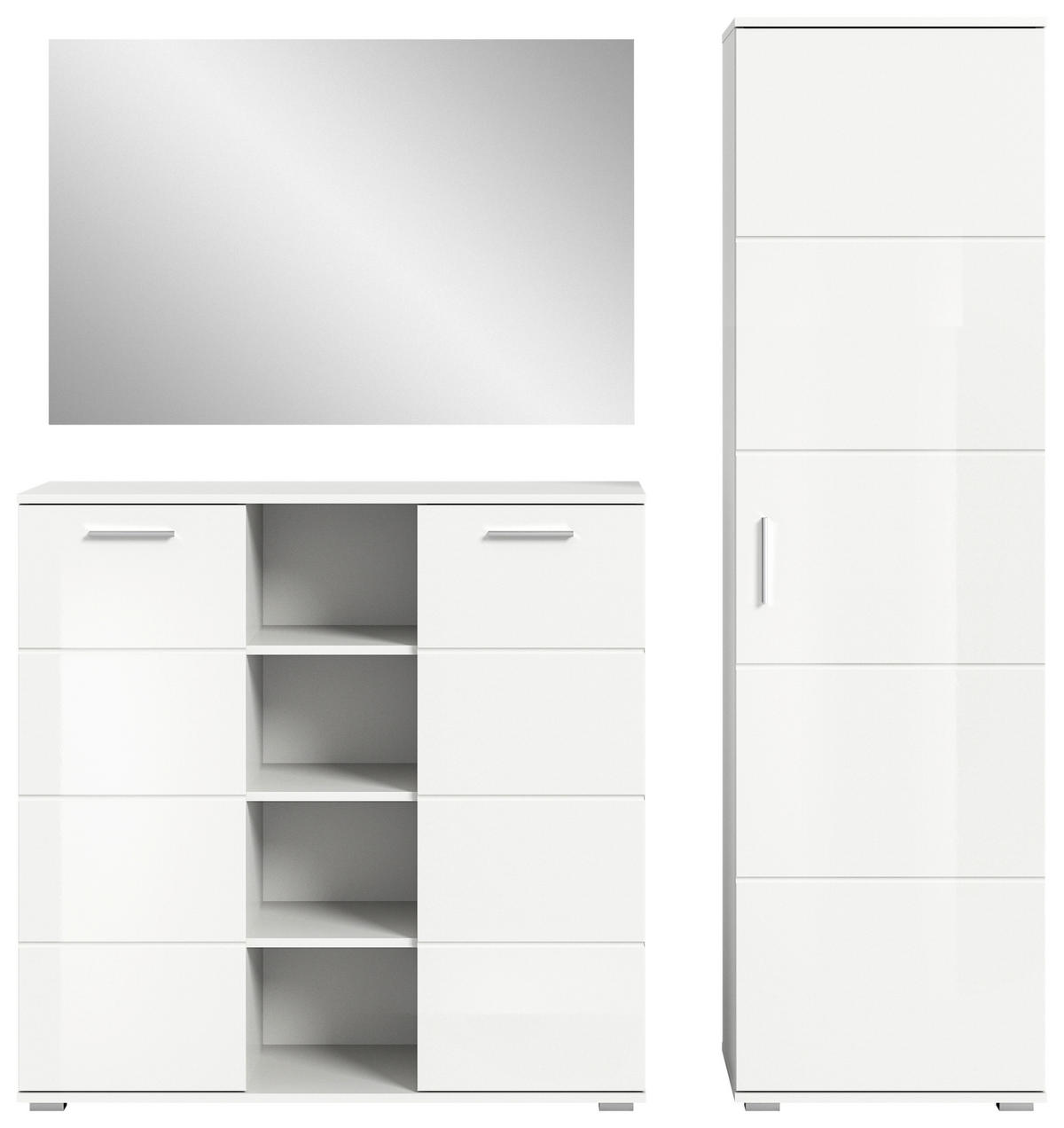 GARDEROBE  in 110/191/37 cm  - Weiß Hochglanz/Weiß, Design, Glas/Holzwerkstoff (110/191/37cm) - Xora