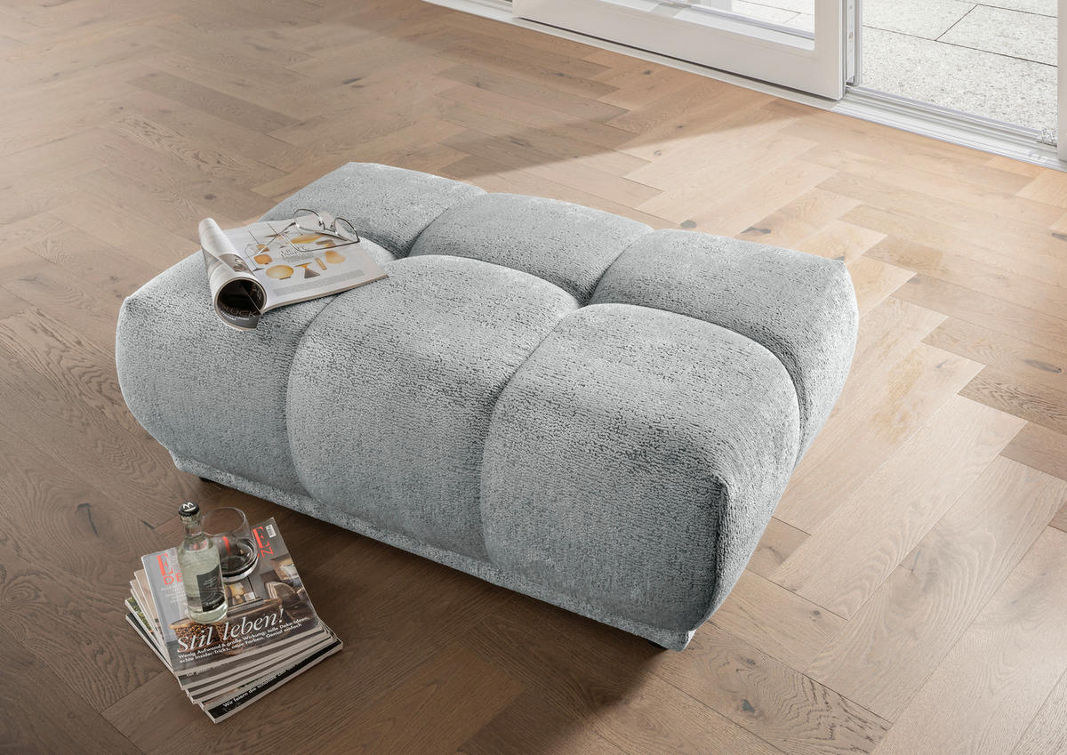 ECKSOFA ITALIA in Chenille Hellblau  284/250 cm  - Schwarz/Hellblau, MODERN, Kunststoff/Textil (284/250cm) - Livetastic