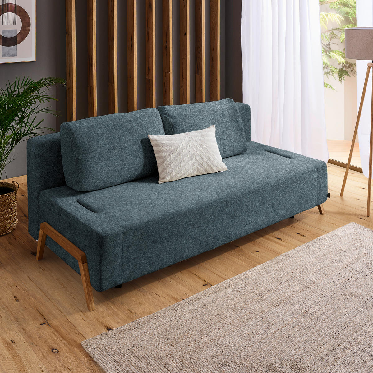 SCHLAFSOFA in Holz, Textil Blau  - Blau/Naturfarben, Design, Holz/Textil (211/88/102cm) - Niels Andersson