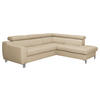 ECKSOFA in Lederlook Echtleder Beige  - Chromfarben/Beige, Design, Leder/Textil (245/208cm) - Livetastic