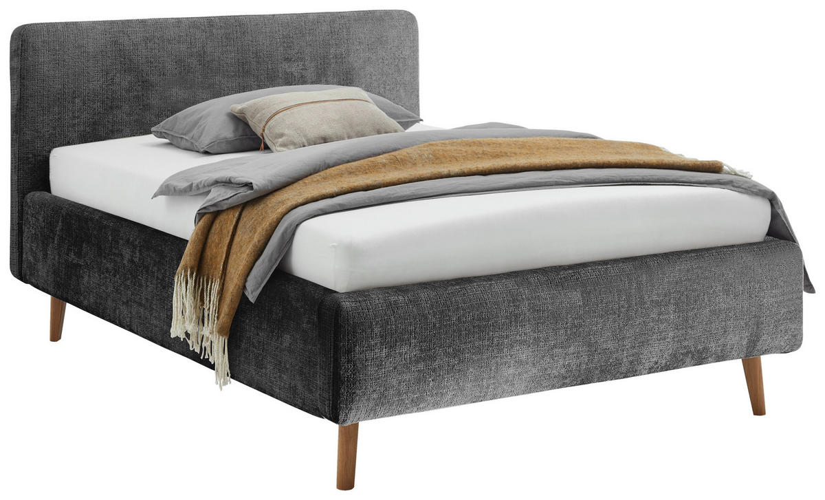 POLSTERBETT inkl. Bettkasten 140/200 cm  in Anthrazit  - Eichefarben/Anthrazit, Design, Holz/Textil (140/200cm) - Xora