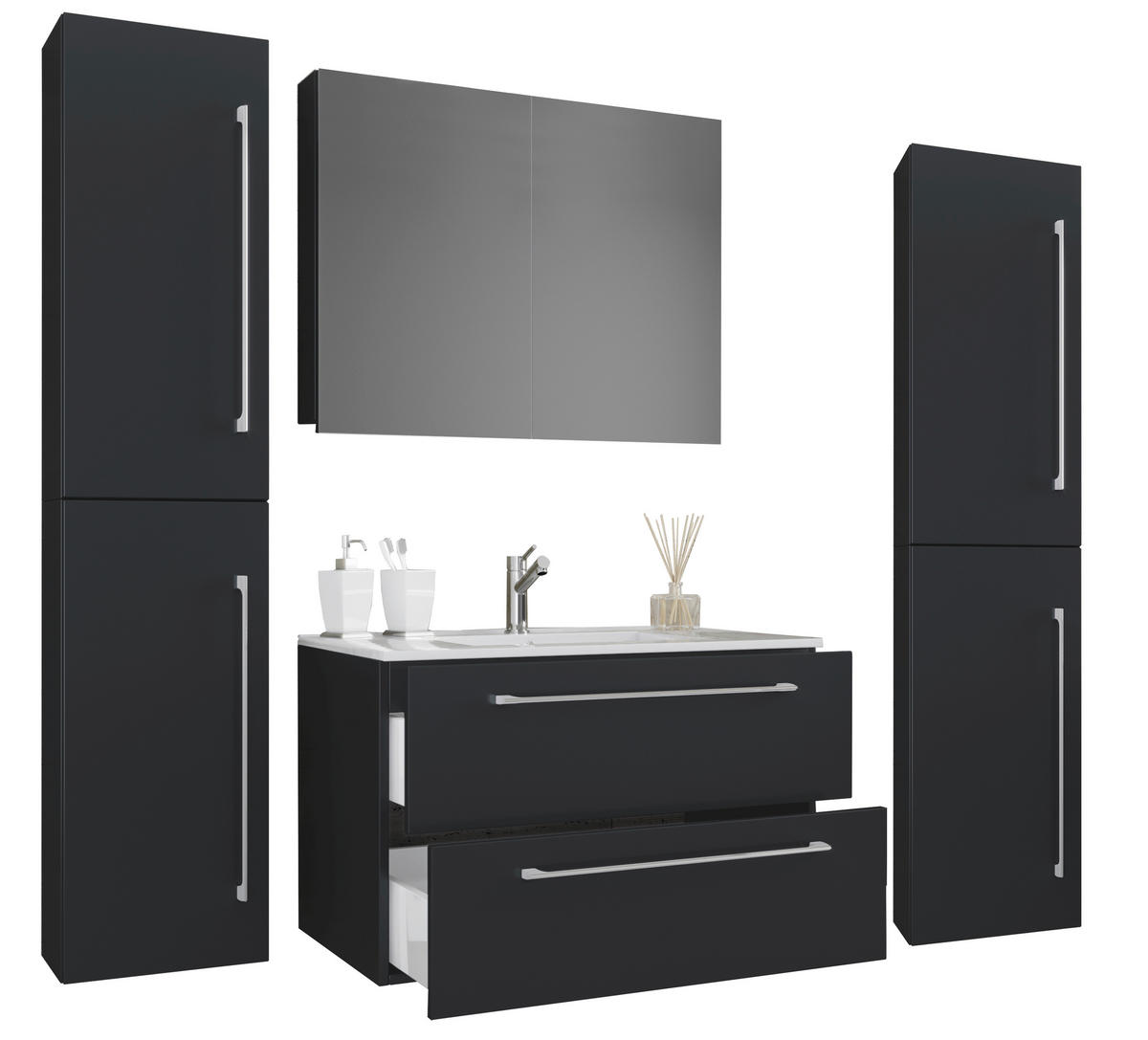 BADRUM 127 cm  - vit/grå, Modern, metall/trämaterial (127cm) - MID.YOU