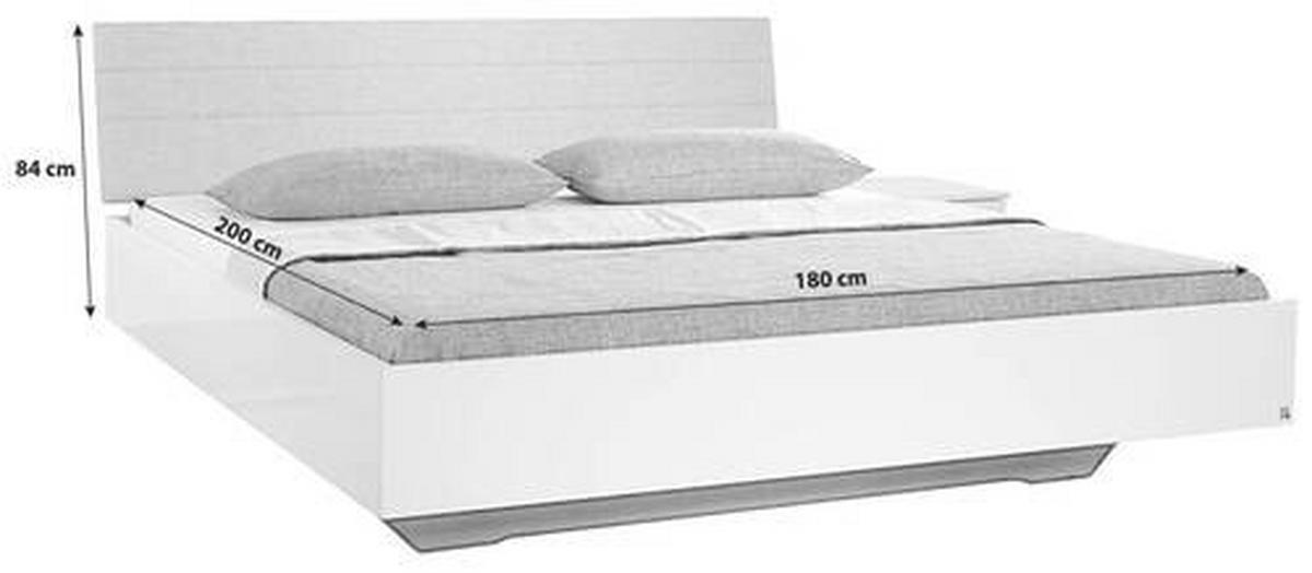 POSTELJA 180 cm   x 200 cm  , leseni material bela, visoki sijaj  - siva/bela, Konvencionalno, leseni material/tekstil (180/200cm) - Rauch Möbel