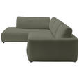 ECKSOFA  in Chenille Olivgrün  224/307 cm  - Schwarz/Olivgrün, KONVENTIONELL, Kunststoff/Textil (224/307cm) - Hom`in