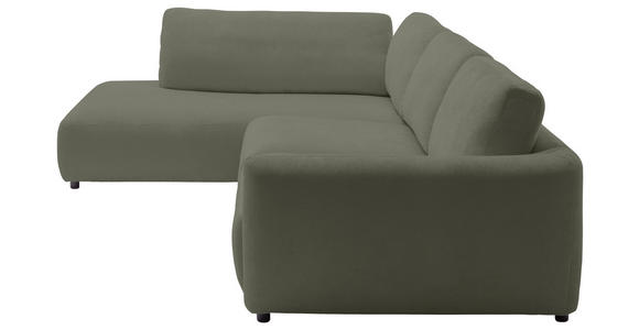 ECKSOFA  in Chenille Olivgrün  224/307 cm  - Schwarz/Olivgrün, KONVENTIONELL, Kunststoff/Textil (224/307cm) - Hom`in