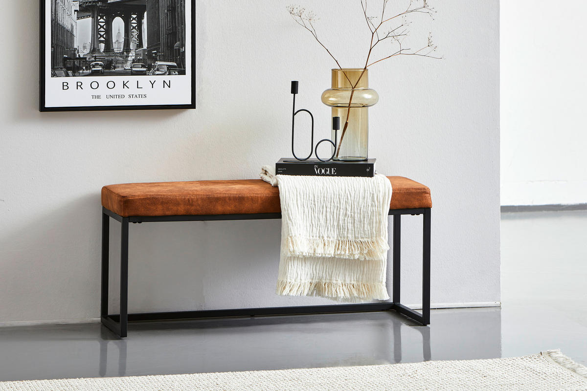 HOCKERBANK 100/45/38 cm Mikrofaser Braun, Beige  - Beige/Braun, Design, Textil/Metall (100/45/38cm) - MID.YOU
