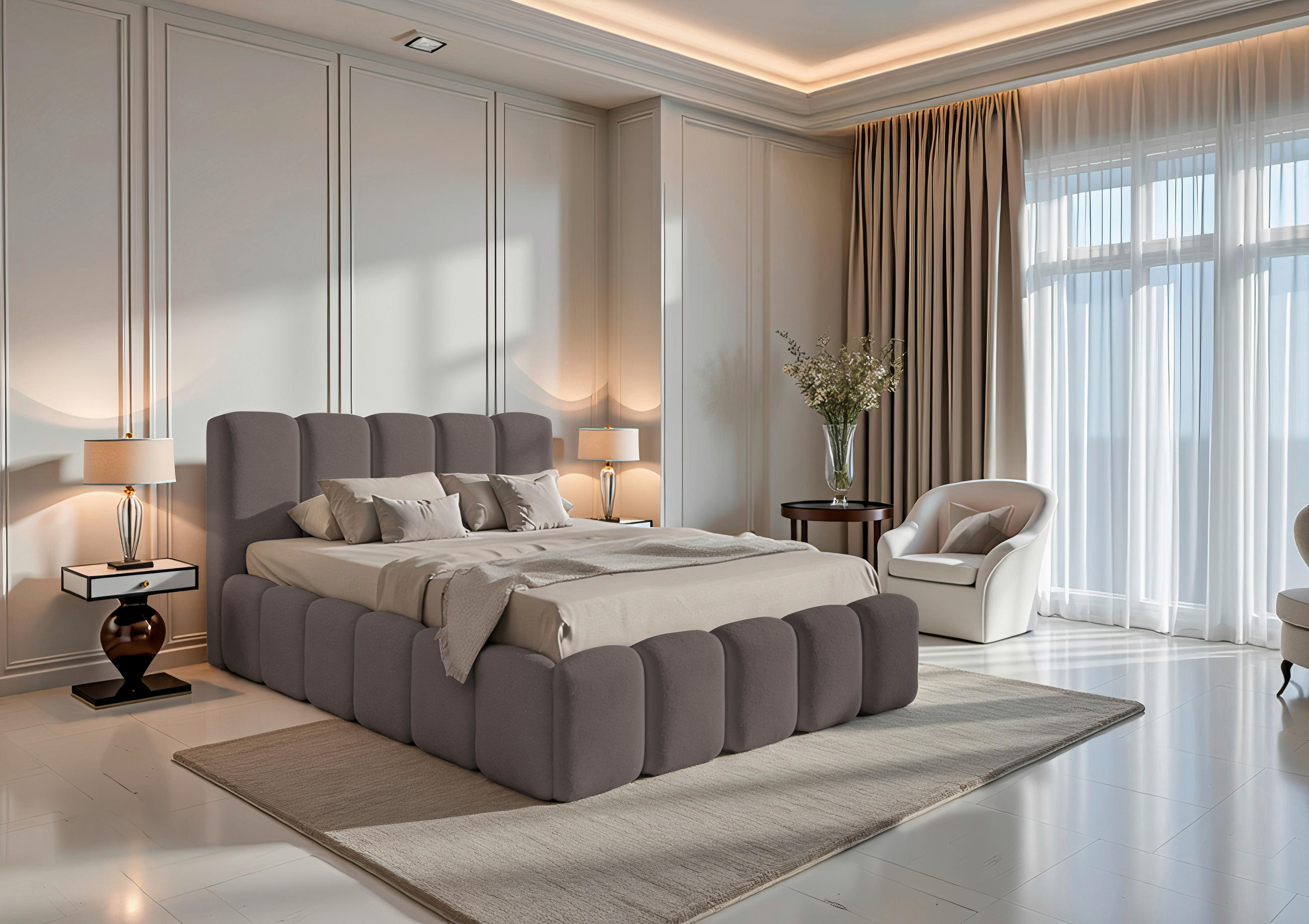 POLSTERBETT 180/200 cm,  in Dunkelgrau, Lattenrost, Bettkasten,  - Dunkelgrau, MODERN, Holz/Textil (180/200cm) - Livetastic