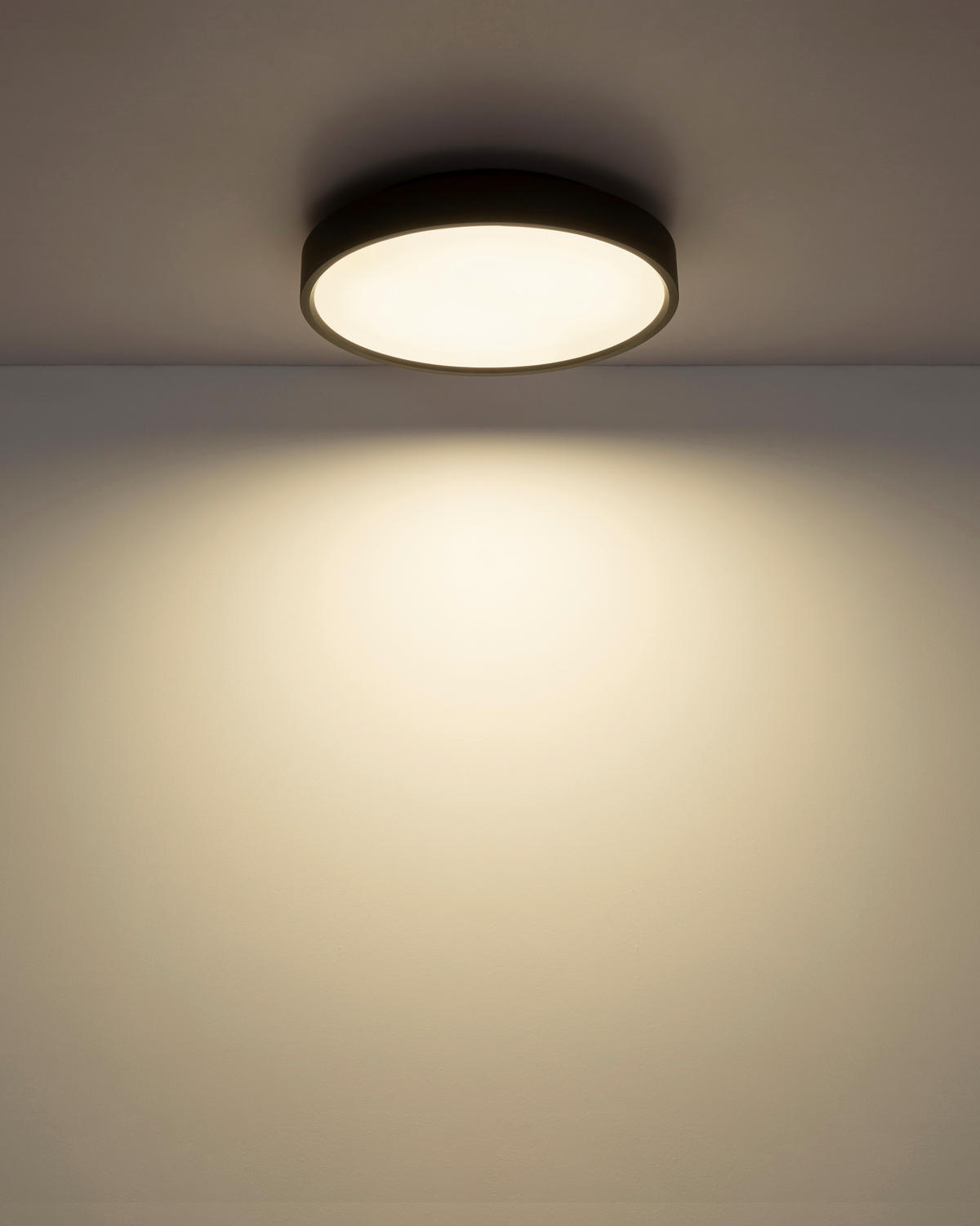LED-DECKENLEUCHTE Jess 39/7,7 cm  - Opal/Schwarz, Design, Kunststoff/Metall (39/7,7cm) - Globo