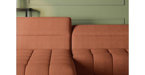 ECKSOFA Rostfarben Flachgewebe Rücken echt, Kopfteilverstellung, Sitztiefenverstellung  - Rostfarben/Schwarz, KONVENTIONELL, Textil/Metall (175/272cm) - Carryhome